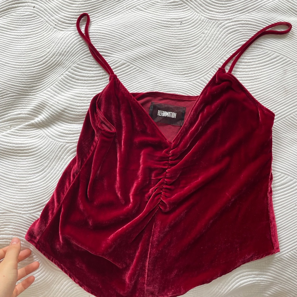REFORMATION vintage velour maroon cami small